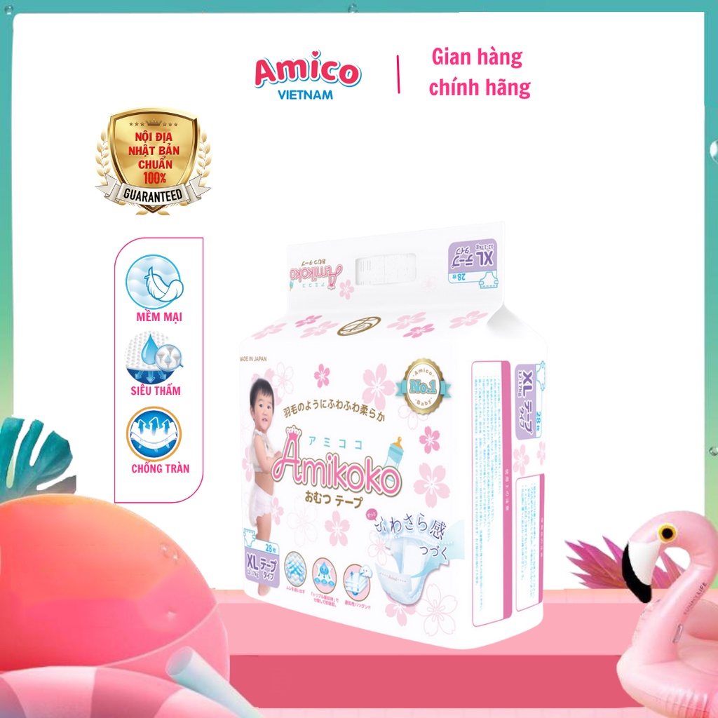 Tã dán AMIKOKO XL28 (12-17kg) combo 10 miếng