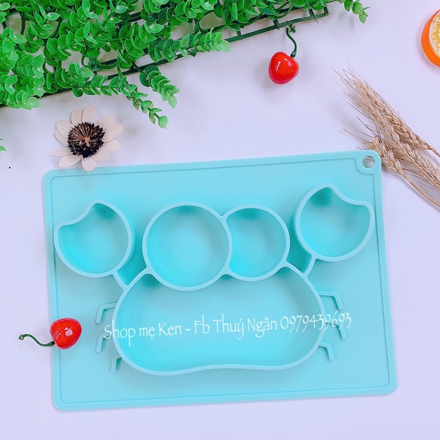 Khay ăn dặm silicon đế hút hình cua cho bé