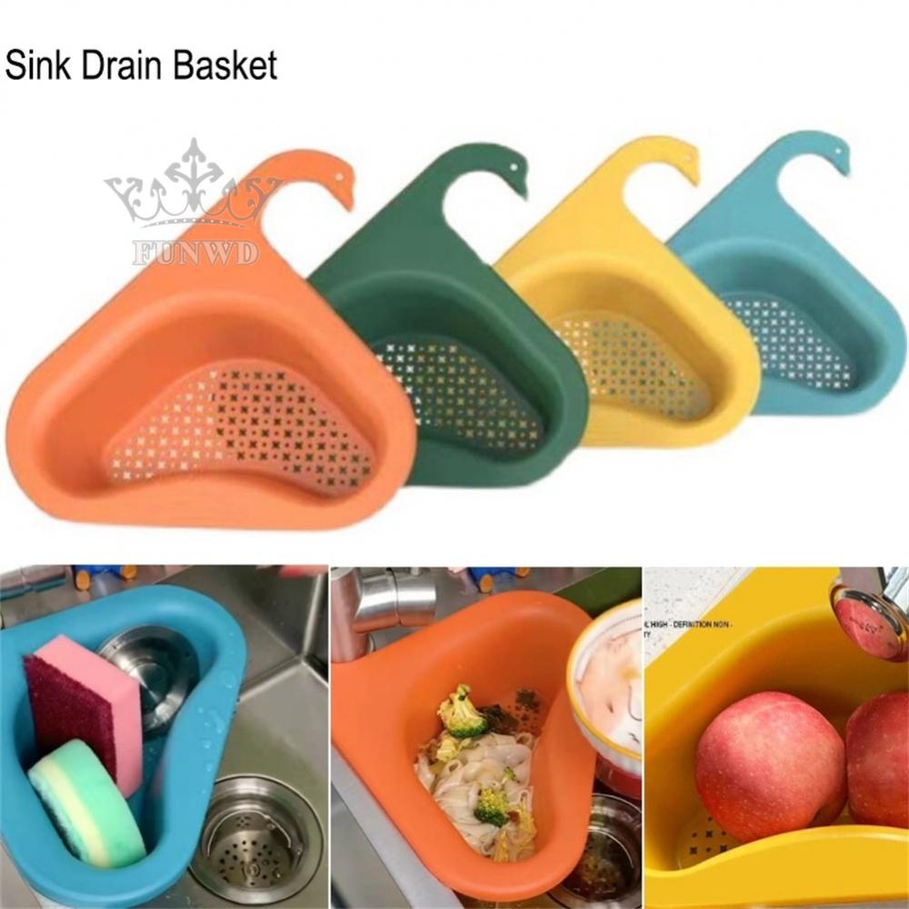 【FUNWD】Kitchen Sink Strainer Basket Fruit Vegetable Drainer Sponge Rack Drain Filter