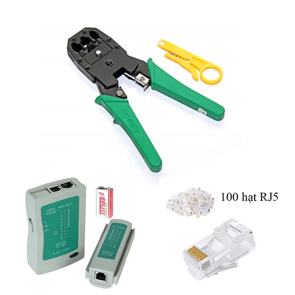 Bộ Kìm bấm mạng và hộp test cable mạng RJ-45