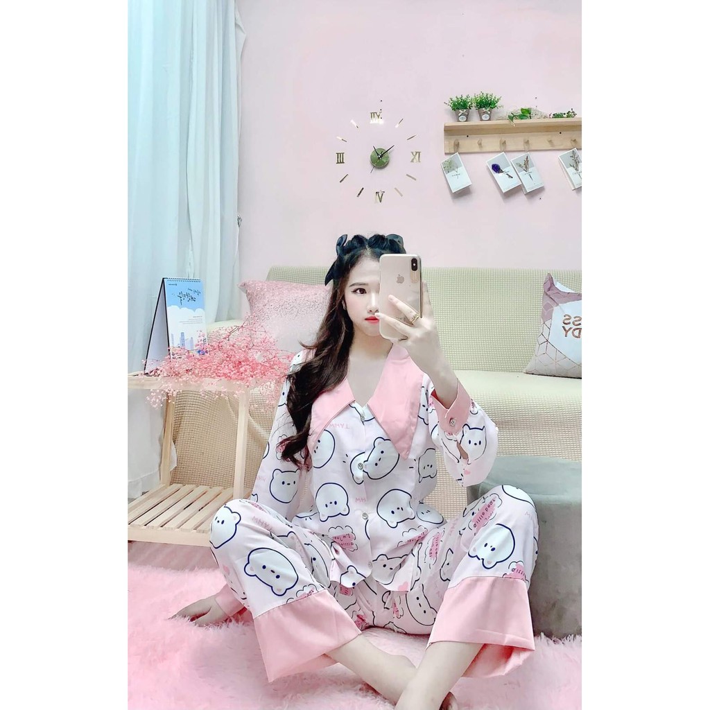 Bộ pijama tay dài lụa mango [SIÊU HOT] bộ đồ ngủ mặc nhà mát mẻ, mềm mịn, sang chảnh.