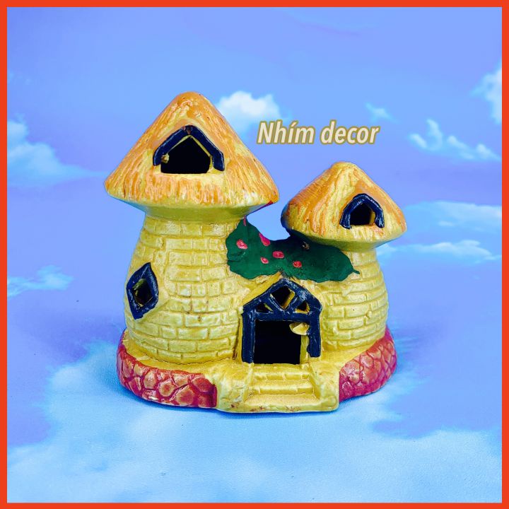 Nhà hình nấm trang trí tiểu cảnh hồ cá, bể cá, chậu cây, hòn non bộ, sân vườn