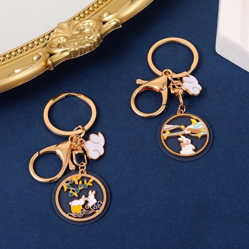 Móc khóa QIHE JEWELRY kiểu thỏ ngọc dễ thương 3 loại tùy chọn