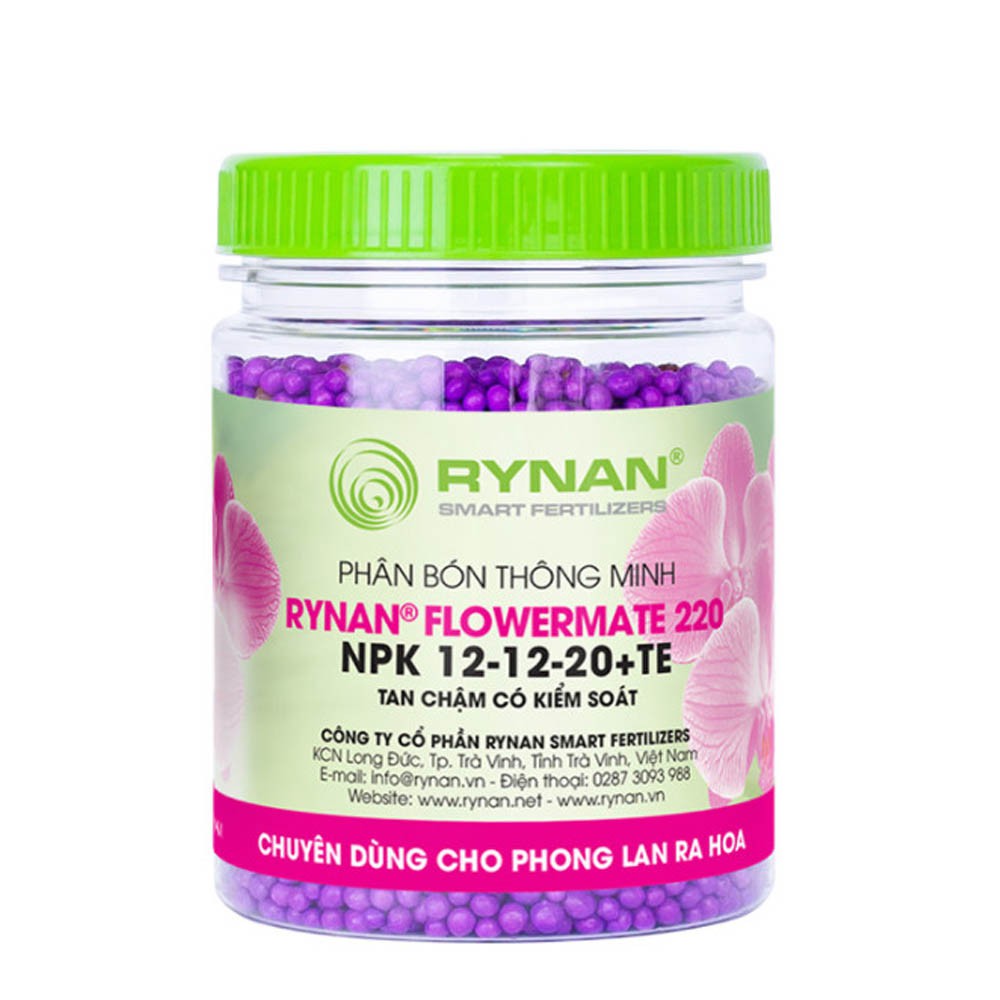 RYNAN FM 220 Phân bón thông minh tan chậm có kiểm Soát 12-12-20 dùng cho Lan giai đoạn ra hoa - Lọ 150 gram