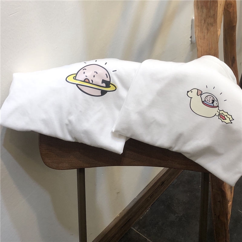 Áo thun in họa tiết hoạt hình phong cách Hàn Quốc 2020 cho phái nữ