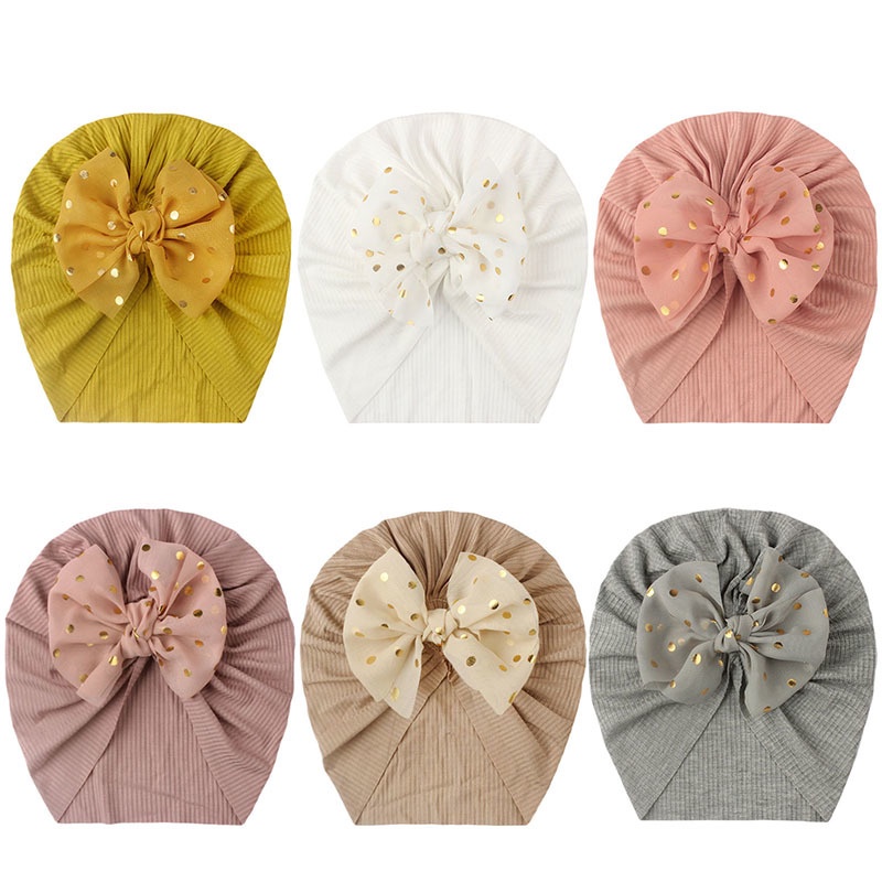 Mũ Turban Thắt Nơ Màu Đồng Lấp Lánh Giữ Ấm Hợp Thời Trang Dễ Thương Cho Bé Sơ Sinh