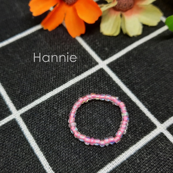 (Đỏ/Trắng/Hồng/Xanh lá/Xanh biển/Xanh tím/Peacock) Nhẫn hạt cườm handmade dành cho nữ đơn giản