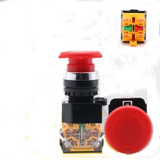 Nút nhấn dừng khẩn cấp LA38-11ZS phi 22mm , Công tắc khẩn cấp tự khóa 1NO 1NC