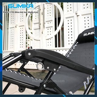 SUMIKA--- Ghế xếp thư giãn SUMIKA 179A (Khóa kim loại, vải lưới Textilene thoáng khí, tải trọng 200kg)