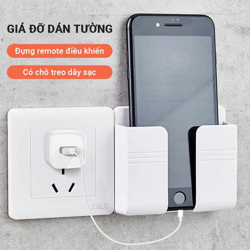 Hộp giá đỡ treo tường đựng điện thoại, remote tivi, máy lạnh, quạt