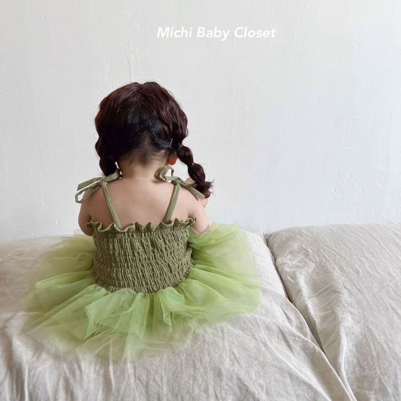 Váy  Hai Dây Quây Nhún Màu Xanh Bơ HOT TREND Hè 2022 - MICHI Closet