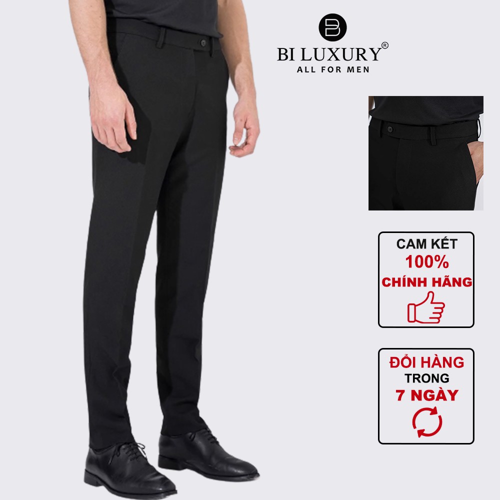 Quần âu nam công sở Biluxury 5QAUB004DEN ống đứng tôn dáng chuẩn form slimfit không nhăn nhàu