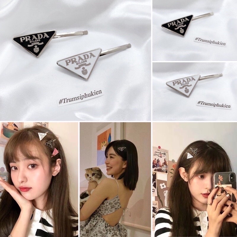 ✅Kẹp tóc Prada tam giác cao cấp 2 màu hot hit