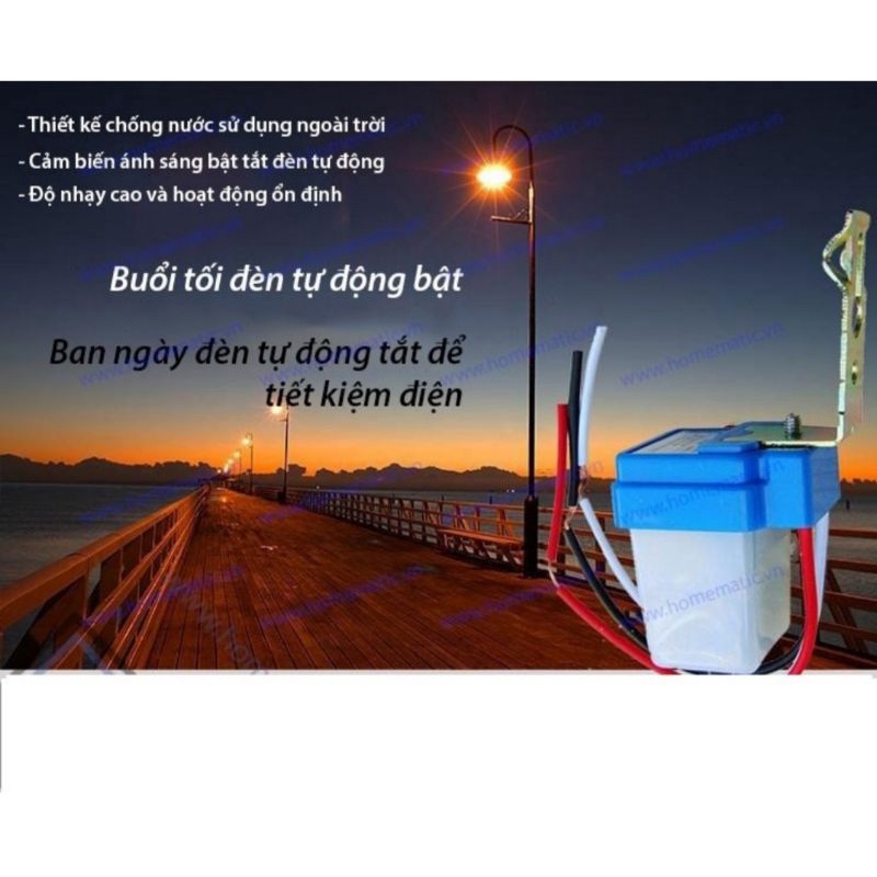 Công tắc cảm biến ánh sáng 220V 10A tự động bật tắt đèn khi trời sáng tối