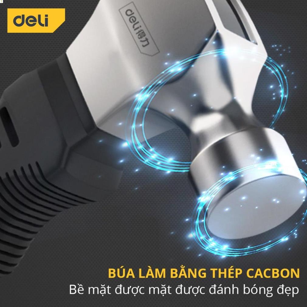 Búa Lùn Nguyên Khối Deli Chính Hãng - Đóng Đinh, Nhổ Đinh Dễ Dàng, Tiện Dụng - Nhỏ Gọn, Tay Cầm Bọc Cao Su - DL441008 .