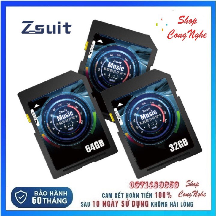 Thẻ nhớ SDHC 64GB 32GB 16GB Zsuit Class 10 80MB/s dùng cho ô tô, máy ảnh