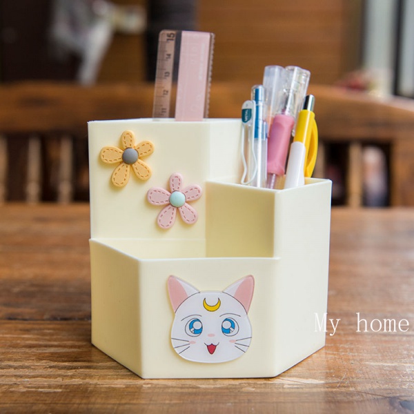 Hộp Đựng Bút Để Bàn Đa Năng Họa Tiết Hoạt Hình Dễ Thương Cho Bé Gái
