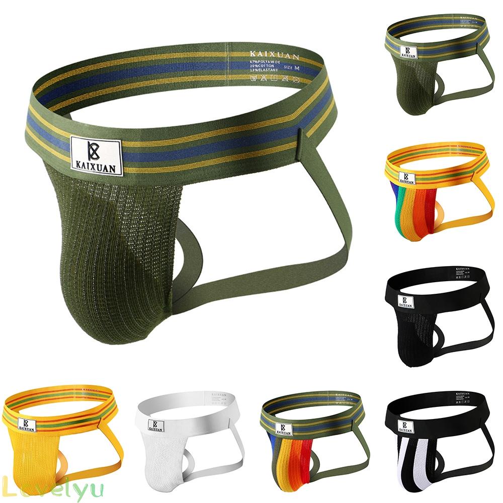 【Ready Stock】Men Underwear Comfortable Exposed Butt G String Gay Ice Silk Jockstrap@New