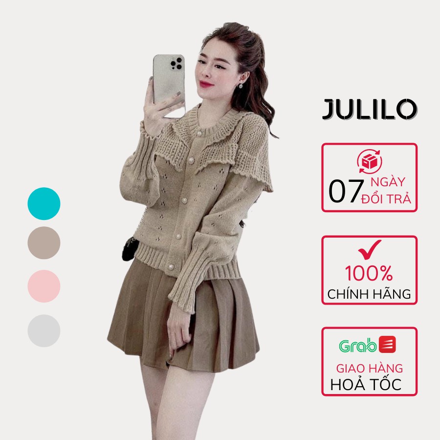 Áo Khoác Len Bèo JULILO, Áo len Cardigan Bèo QC Tiểu Thư Thanh Lịch - Mã CD094