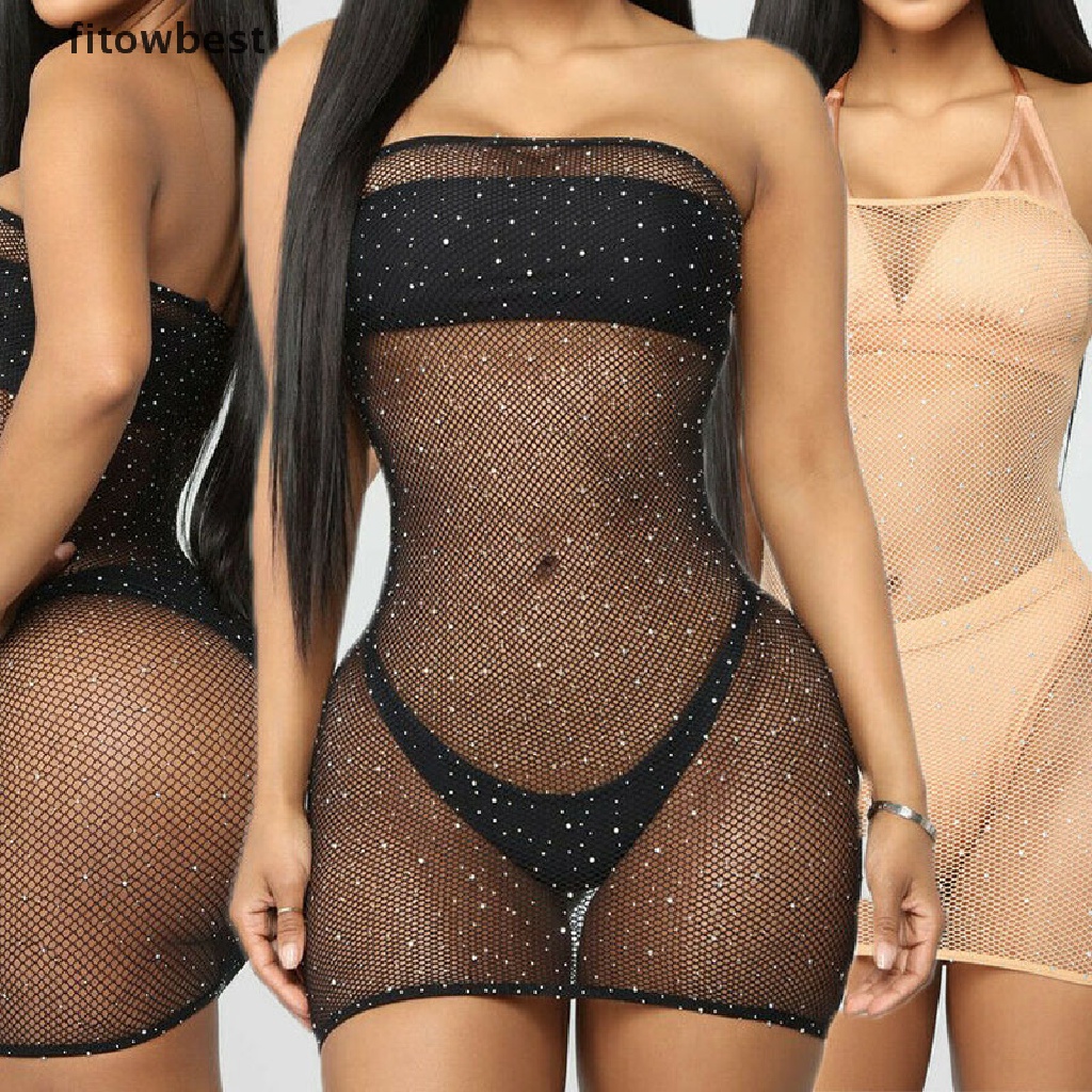 Váy lưới GJCUTE trễ vai thời trang quyến rũ cho nữ