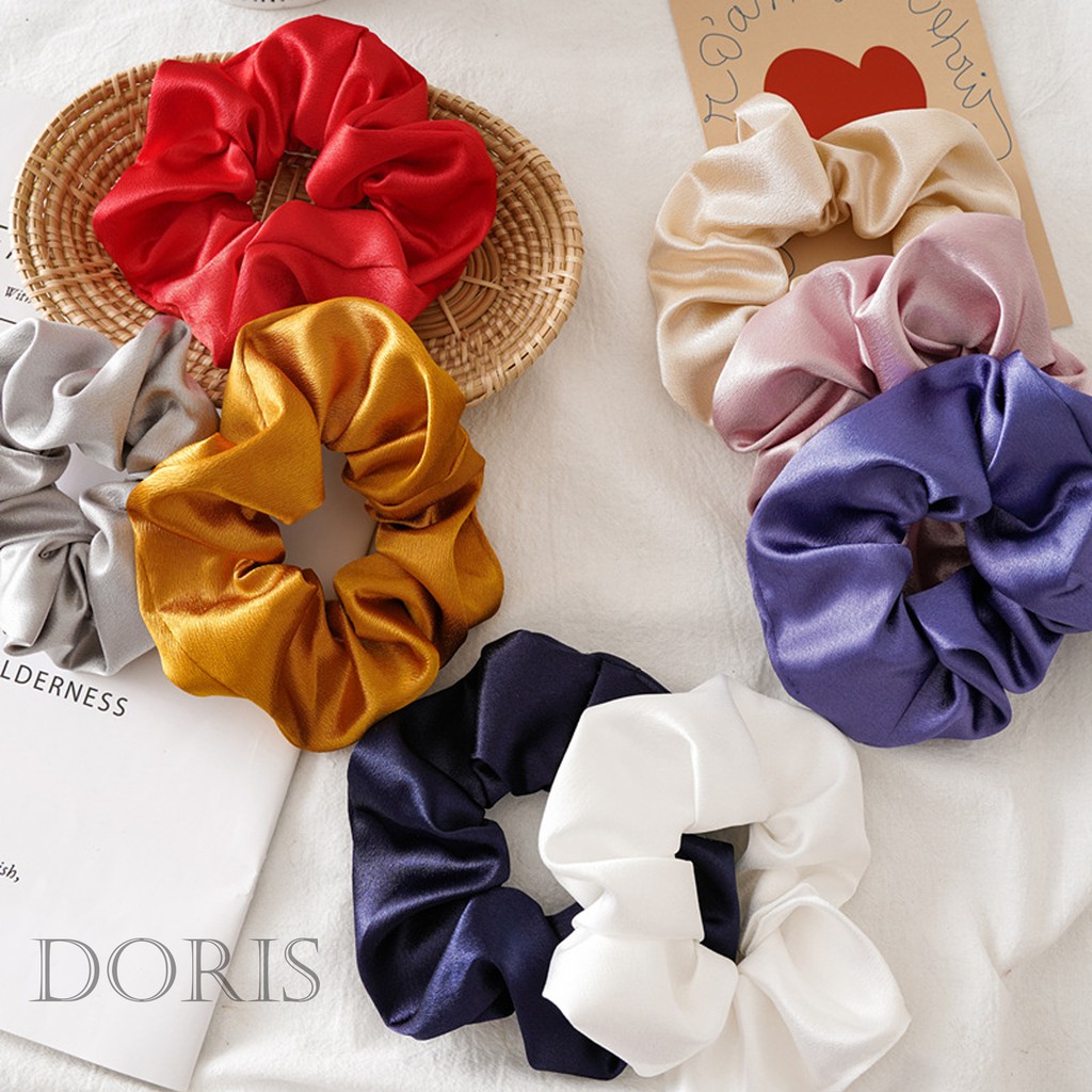 Dây cột tóc Scrunchies Satin - Ảnh Thật - DORIS HOUSE