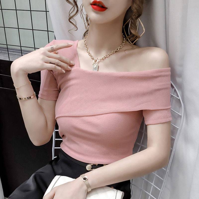 Áo thun 95% cotton tay ngắn thiết kế trễ vai thời trang cho nữ