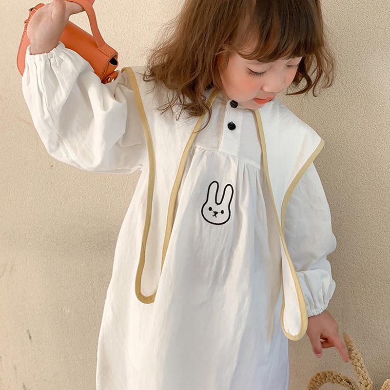 Đầm công chúa tay dài phồng cổ bẻ phong cách Hàn Quốc thời trang mùa thu xinh xắn dành cho bé gái