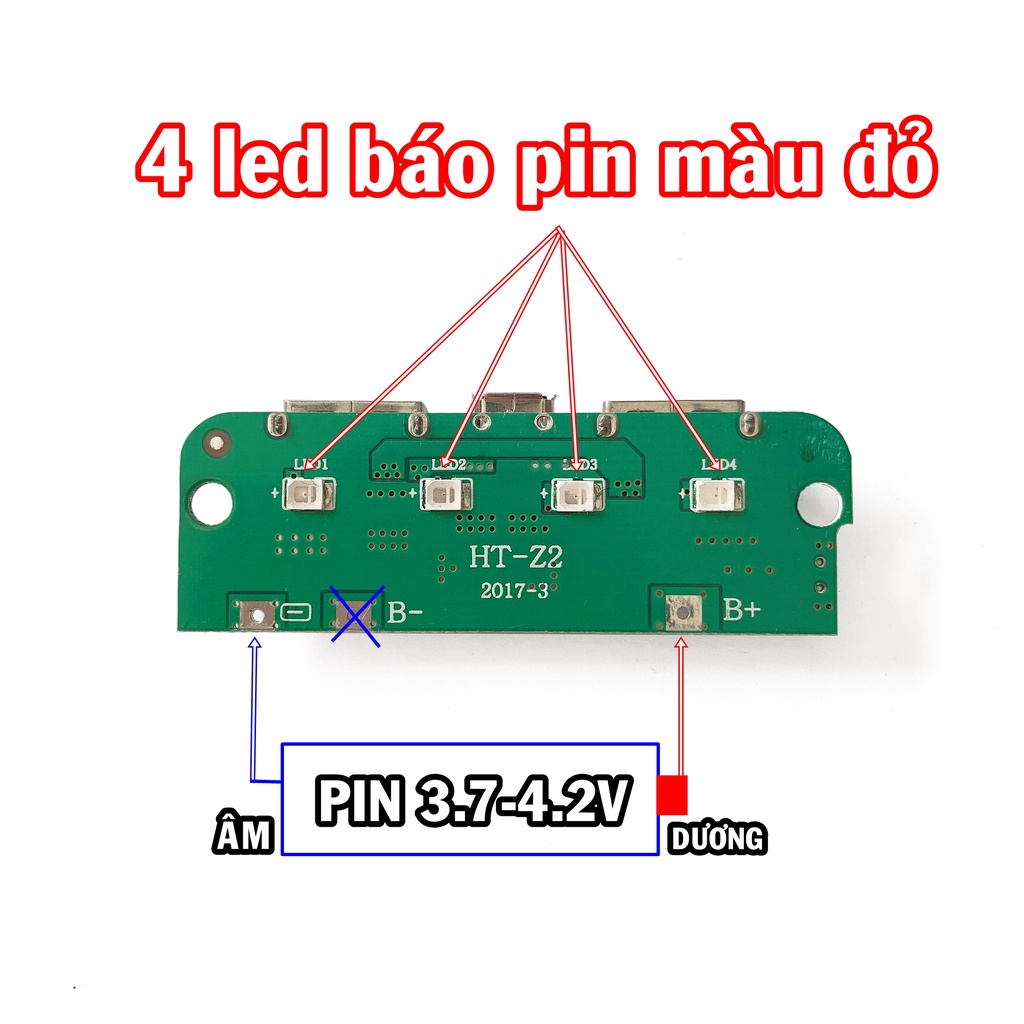 Mạch sạc dự phòng 2 cổng 5V1.3A max - mạch mới