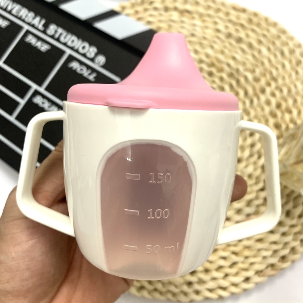 Cốc uống nước cho bé, Cốc tập uống 2 tay cầm Baby Babuu Nhật Bản 150ml cho bé