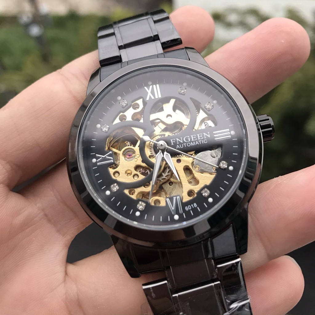 (CHUẨN MEN) Đồng Hồ Nam AUTOMATIC FNGEEN Phiên Bản Doanh Nhân Dây Hợp Kim Thép Không Gỉ Cao Cấp( Mã: FC01)