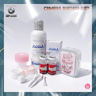 COMBO LENS SUPER VIP [ MUA 1 TẶNG 5  MÓN ] - [ Lens , Khay đựng lens , Nước Ngâm , Nhỏ Mắt , Máy rửa lens ]