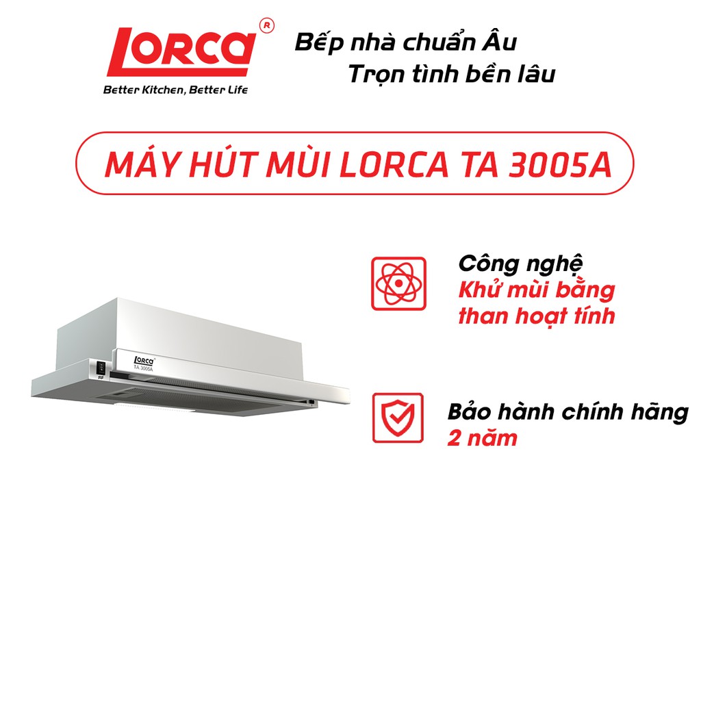 [Mã ELHADEV giảm 4% đơn 300K] Máy hút mùi Lorca TA 3005P -70cm âm tủ bản hành 3 năm