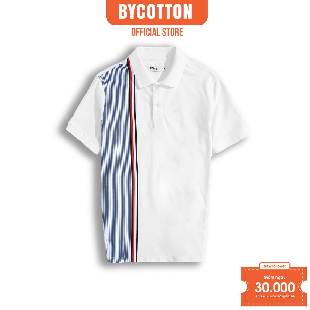 Áo Polo Nam Cao Cấp Có Cổ BY COTTON White Mix Stripes Printed