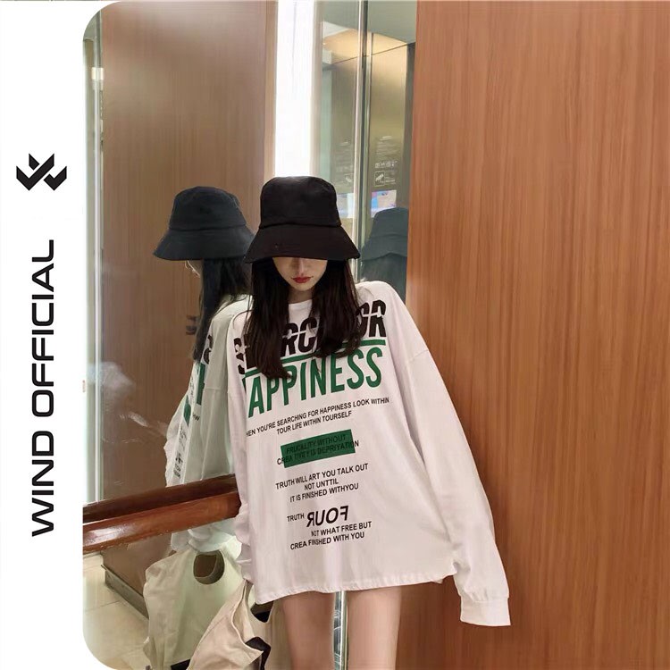 Áo thun tay dài WIND phông unisex form rộng HAPPINES sweater nam nữ oversize ulzzang | BigBuy360 - bigbuy360.vn
