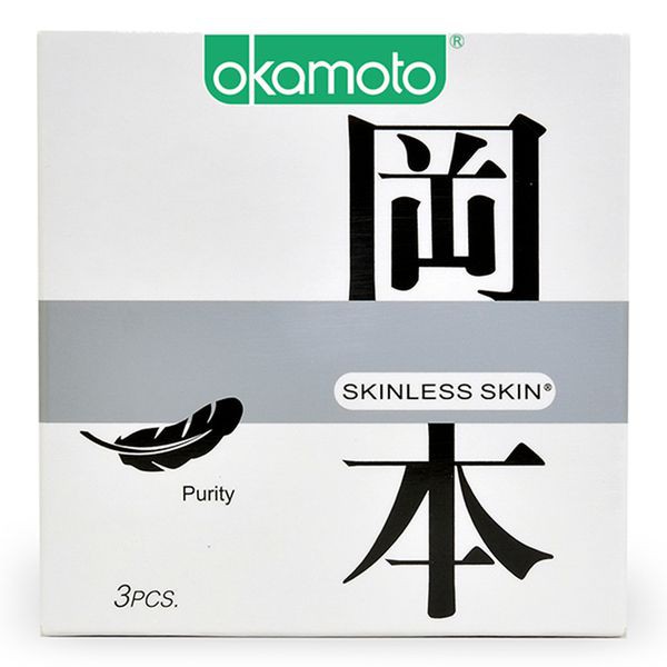 Bao cao su Siêu mỏng Không mùi Okamoto Skinless Skin Purity Hộp 3 cái CON300