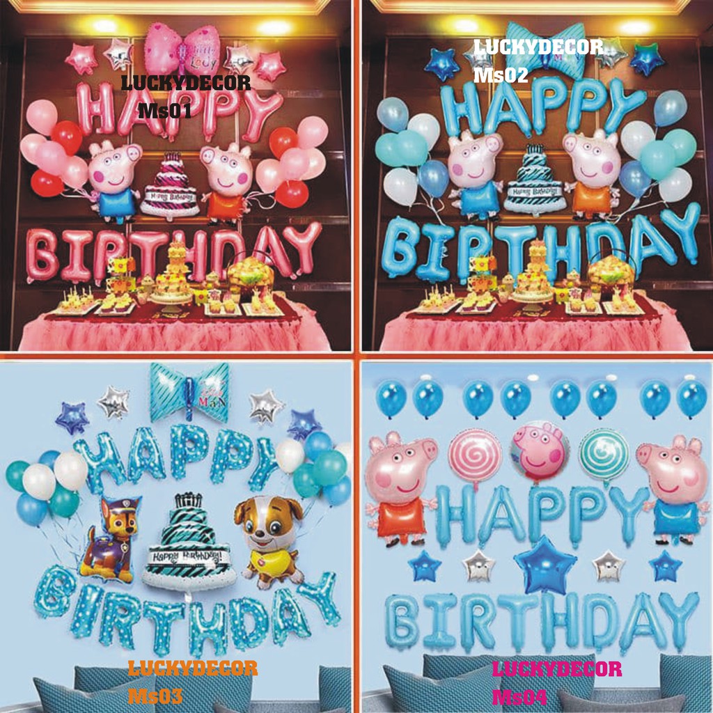 Bộ Bóng Bay Trang Trí Sinh Nhật Cho Bé Đủ Phụ Kiện (Chọn Mẫu)