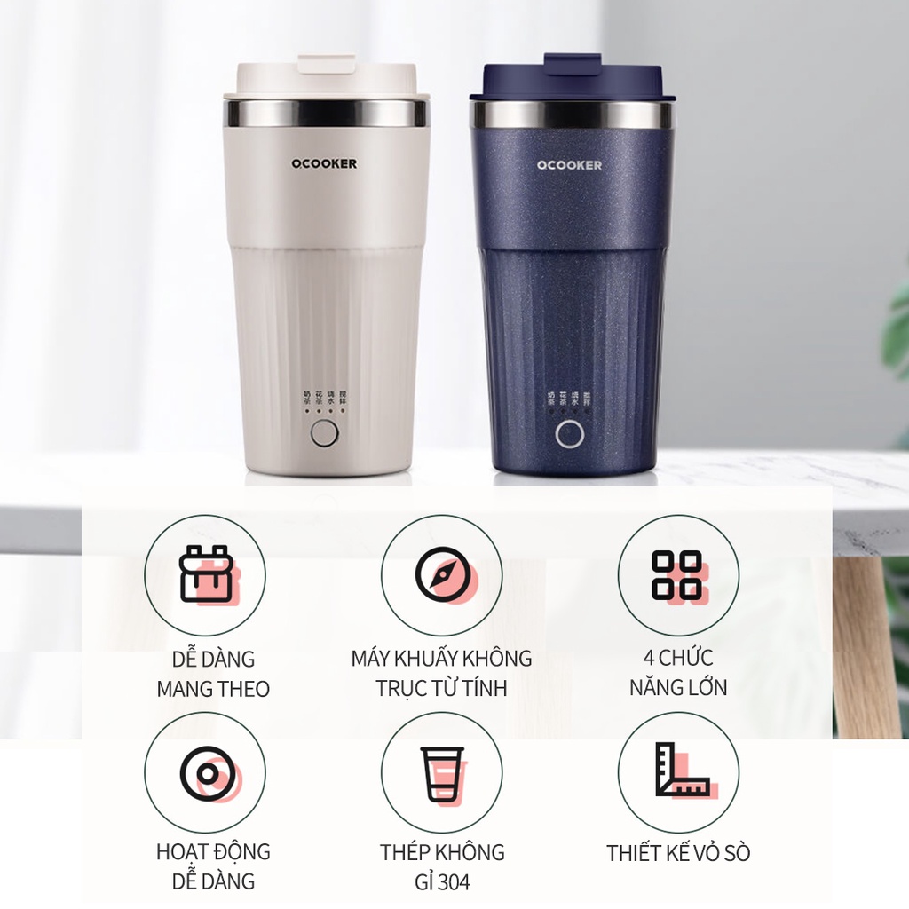 300ML Cốc Nước Nóng điện Cầm Tay Cốc Sôi Hoàn Toàn Tự động Mini Giữ Sức Khỏe Tốt Đi Du Lịch Cốc Trà Sữa Hâm Nóng