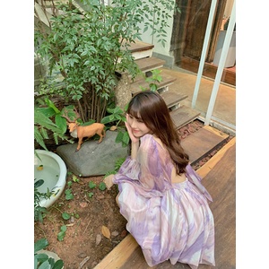 Đầm Hở Lưng Dáng Ôm Màu Tím Phong Cách Ngọt Ngào Dành Cho Nữ