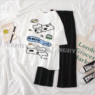 Áo Thun Nam, Nữ Cute Form Rộng Vạt Bầu Tay Lỡ 2XY - 100% Cotton - ATC01