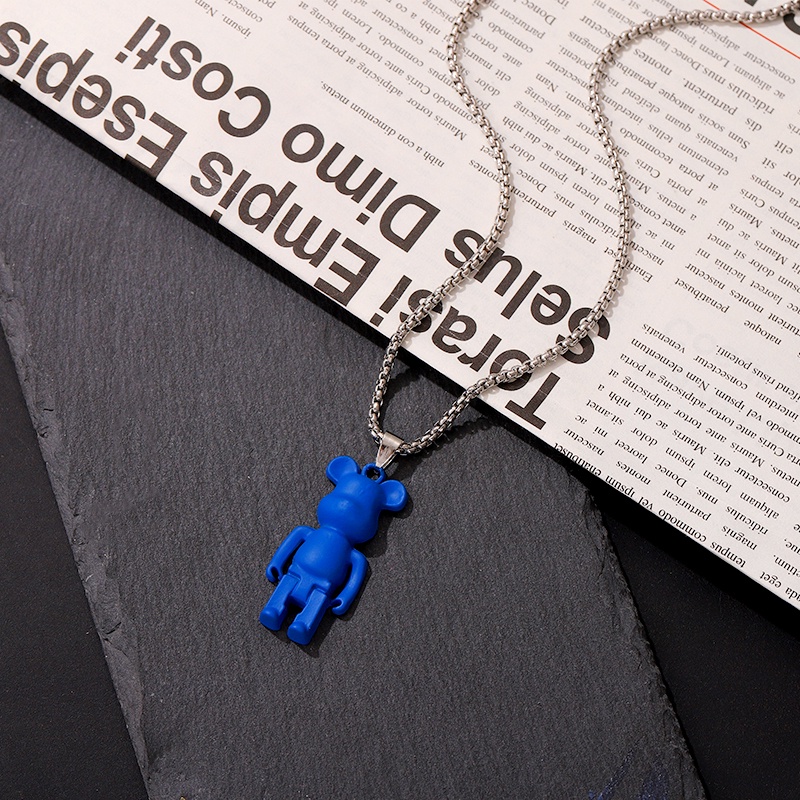 Vòng cổ Bạc Mặt Gấu Màu Xanh Dương Thời Trang