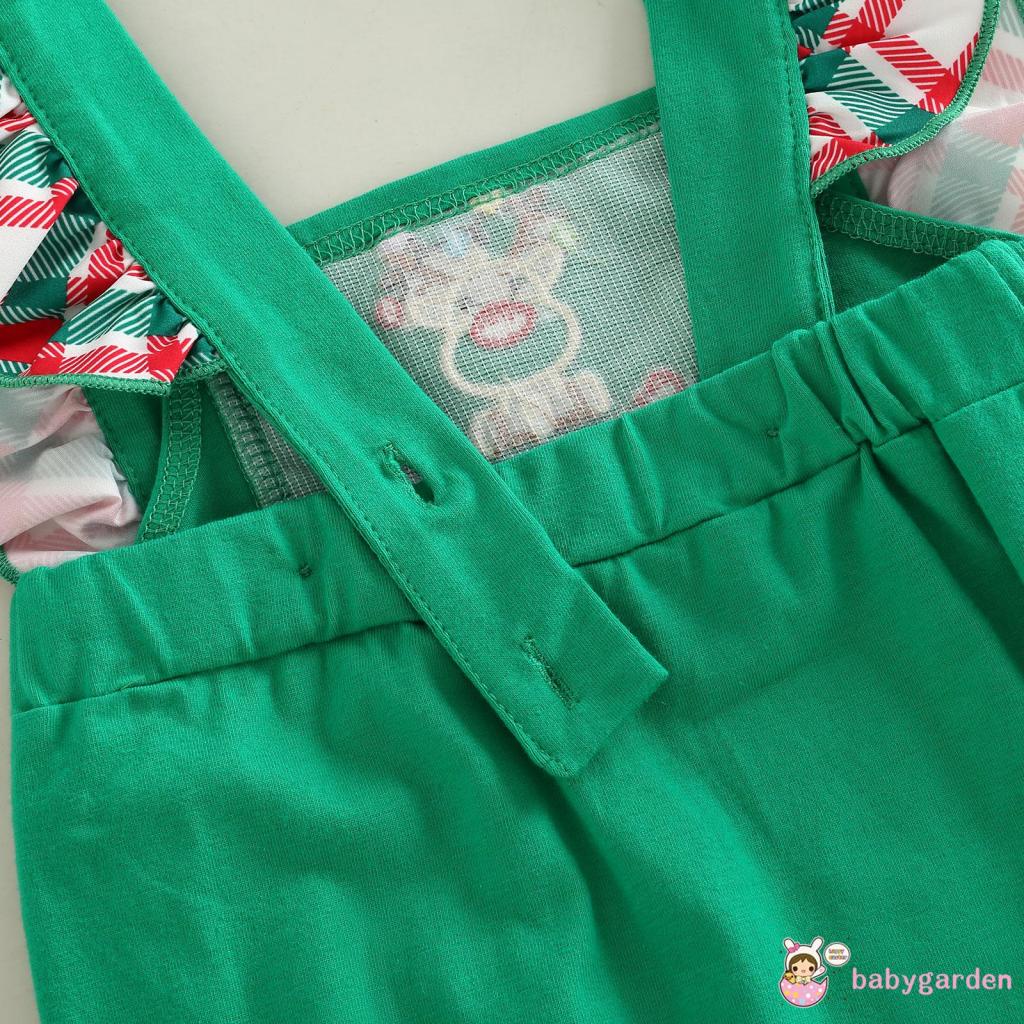 Bộ Áo Liền Quần Cổ Vuông In Họa Tiết Giáng Sinh Kèm Băng Đô Cài Tóc Xinh Xắn Cho Bé Gái 3-24 Tháng Tuổi