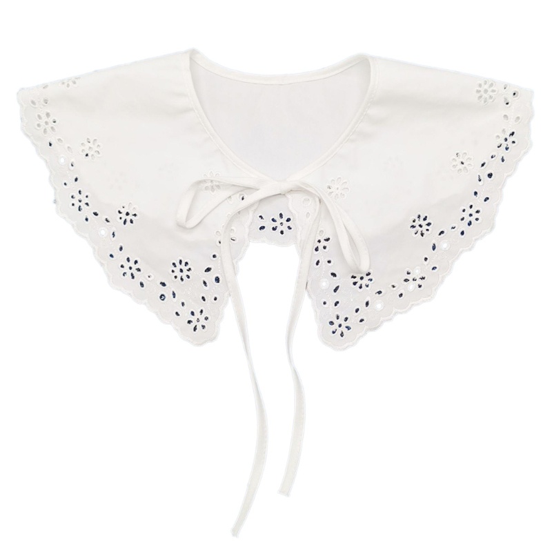 Han Khăn Choàng Cổ Giả Thêu Hoa Cúc Rỗng Buộc Dây Có Thể Tháo Rời Tinh Tế Cho Nữ