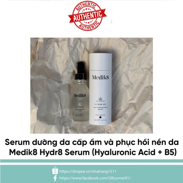 [Mã giảm giá mỹ phẩm chính hãng]] Tinh chất / Serum dưỡng da cấp ẩm và phục hồi nền da Medik8 Hydr8 Serum (Hyaluronic Ac
