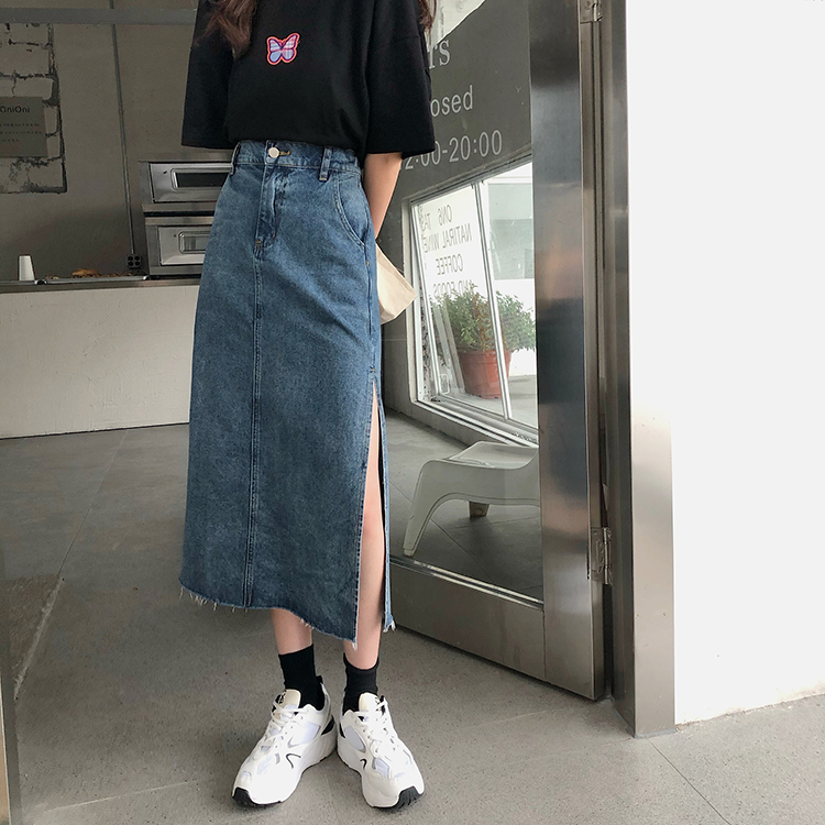 Chân Váy Denim Chữ A Lưng Cao Xinh Xắn Dành Cho Nữ 34490