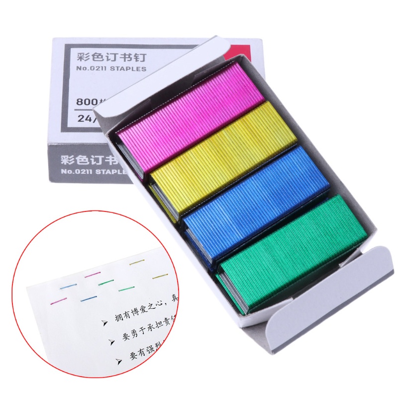 Hộp 800 Ghim Kim Loại 12mm Nhiều Màu Sắc