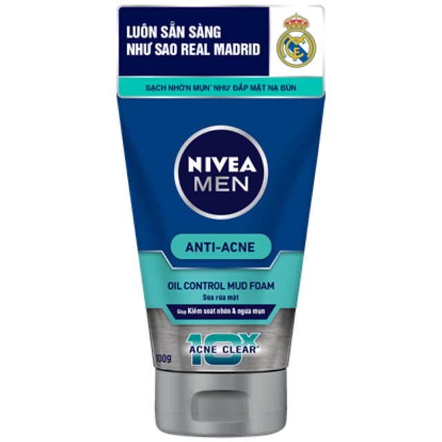 SỮA RỬA MẶT KIỂM SOÁT NHỜN & NGỪA MỤN NIVEA MEN mẫu mới 100g ( hàng công ty)