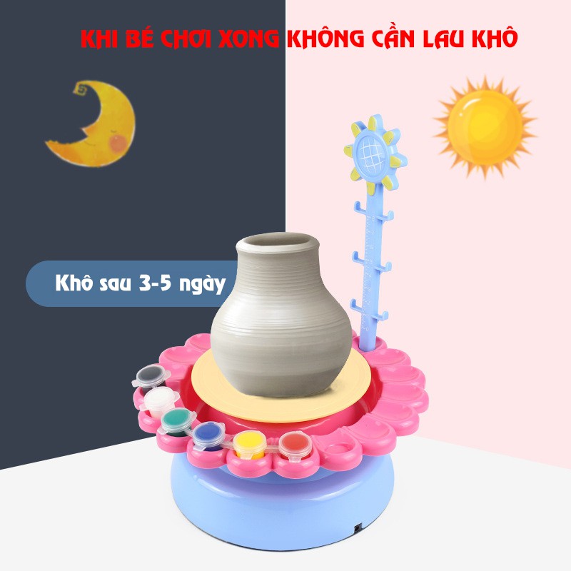 Dụng Cụ Làm Đất Sét Tự Khô - Máy Làm Gốm, Đất Nặn Mỹ Thuật Kèm 600g Đất Sét Tự Khô