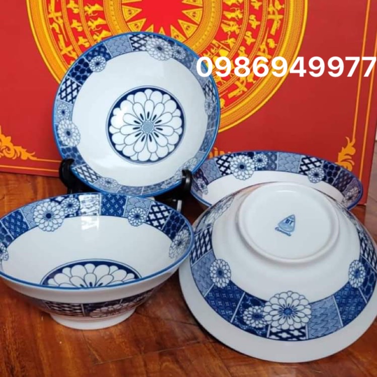 Tô loe bún phở- bát chiết yêu-tô khum bát đĩa bát tràng cao cấp-gốm sứ xanh lam