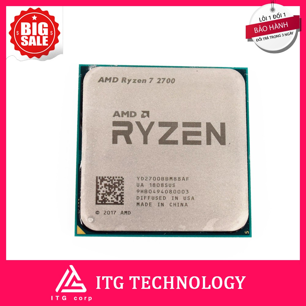 CPU AMD Ryzen 7 2700 (3.2GHz turbo up to 4.1GHz, 8 nhân 16 luồng, 16MB Cache, 65W) | BigBuy360 - bigbuy360.vn