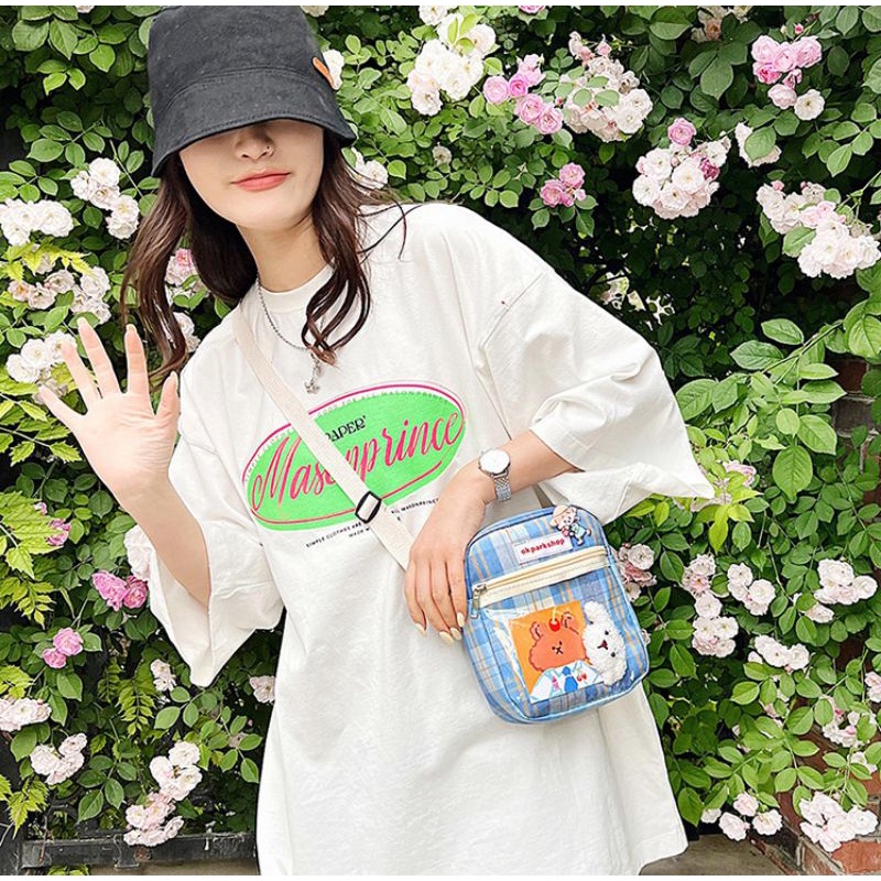 Túi vải đeo chéo caro dễ thương size lớn túi dáng chữ nhật Tặng Stiker thời trang hottrend đeo vai đi chơi cá tính đẹp r